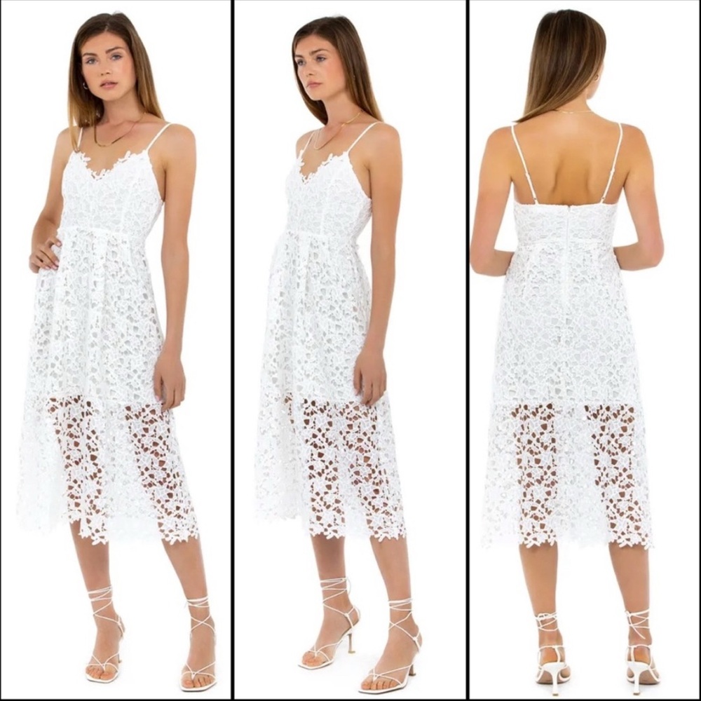 Astr White Lace High Low Dress Small